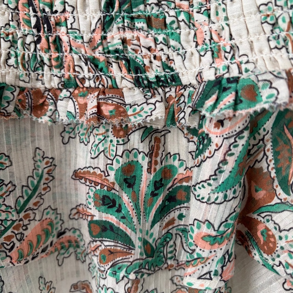 Veronica Beard Sz 10 Paisley Smocked  Melodie Mini Skirt 100% Cotton Ruffles - Picture 5 of 8
